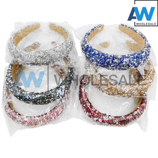 HB-1675 (6 pcs) Rhinestone Thick Headbands