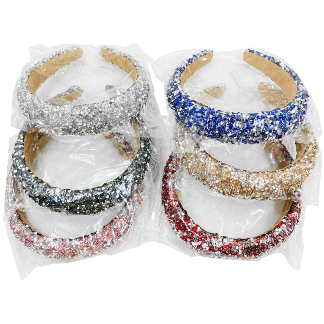 HB-1675 (6 pcs) Rhinestone Thick Headbands