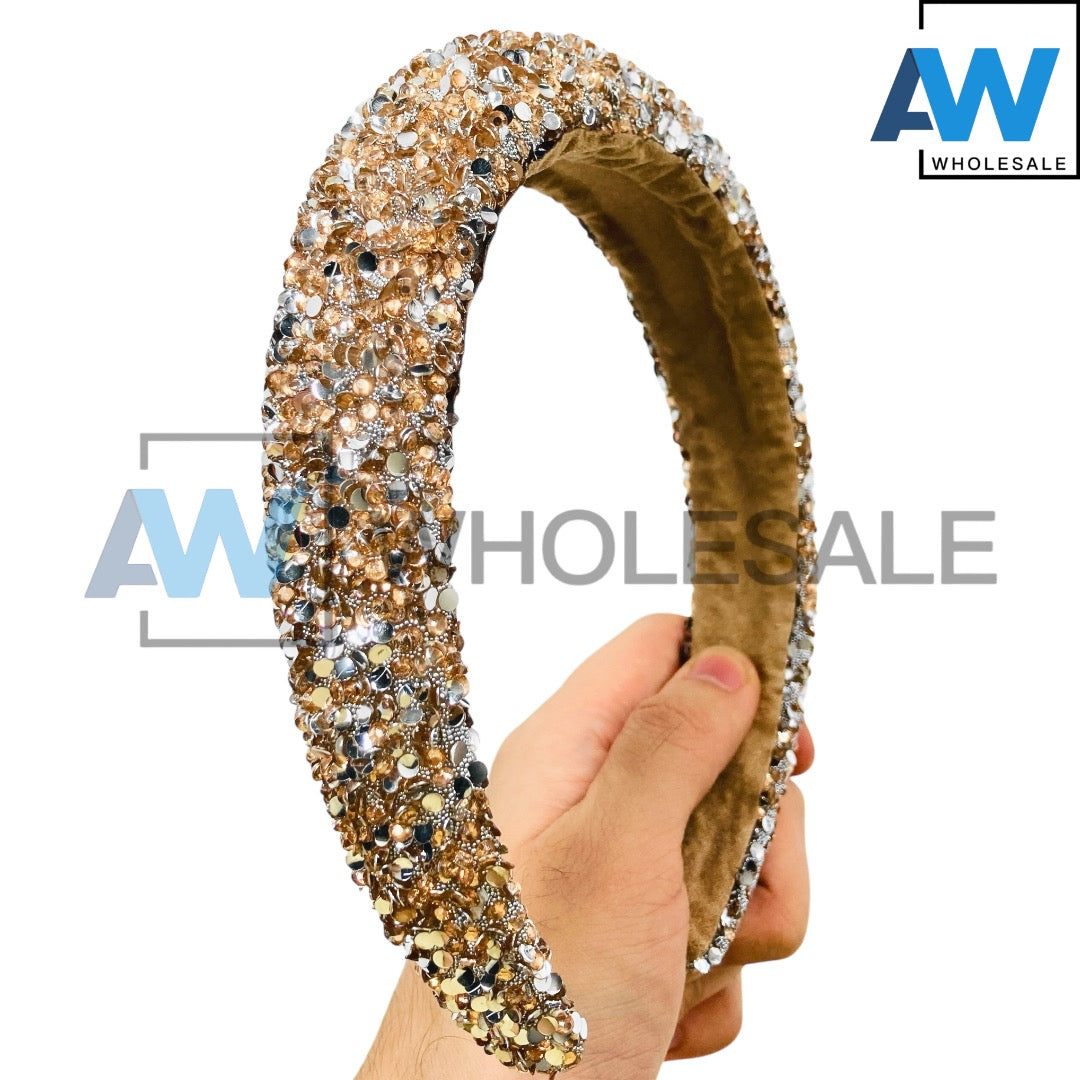 HB-1675 (6 pcs) Rhinestone Thick Headbands