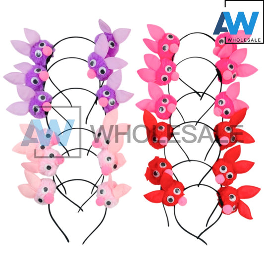 HB-1678 (12 pcs) Pom Pom Bunny Headbands