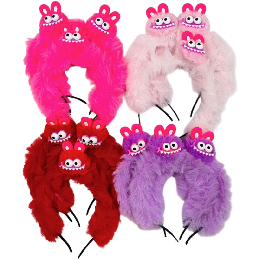 HB-1680 (12 pcs) Monster Faux Fur Headbands
