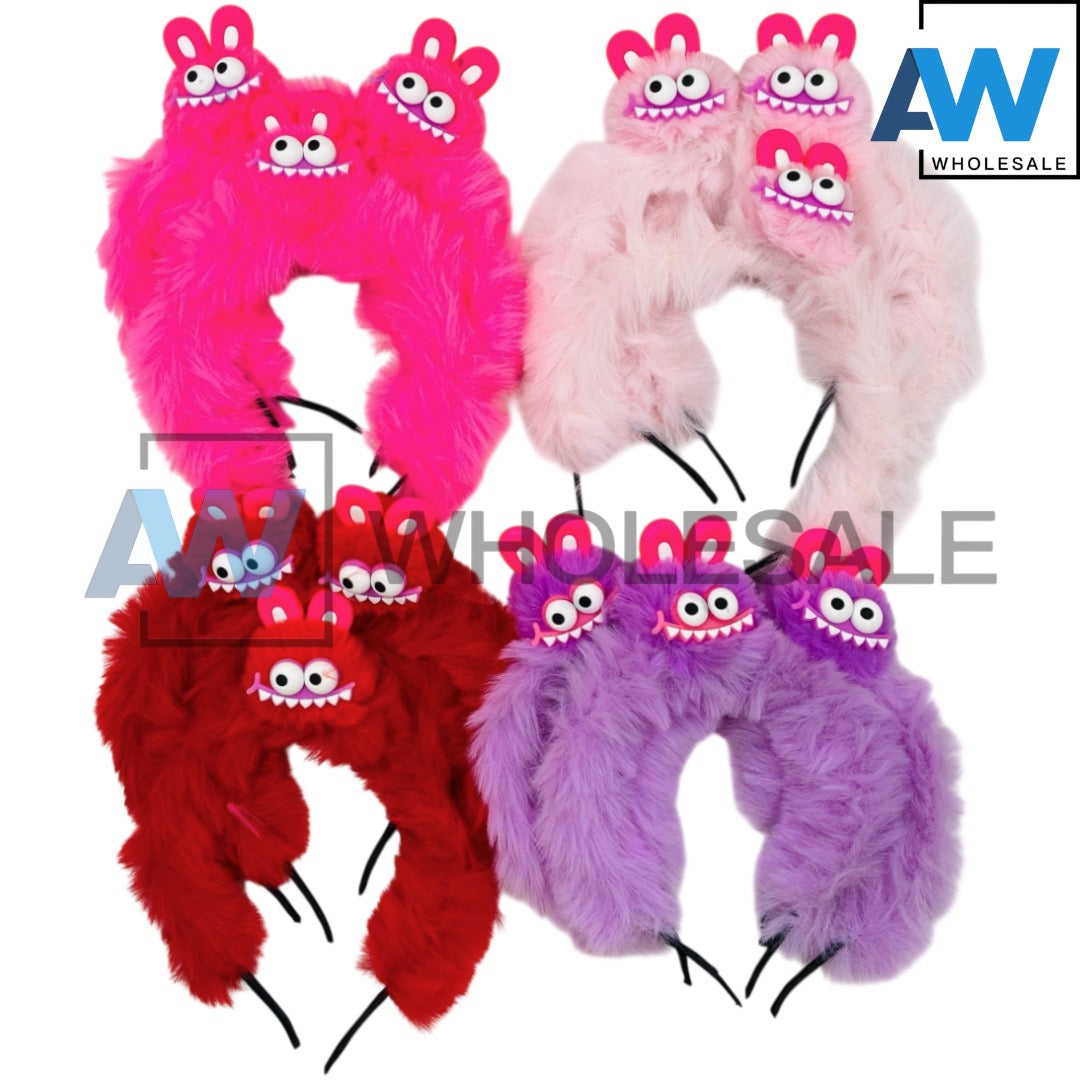 HB-1680 (12 pcs) Monster Faux Fur Headbands