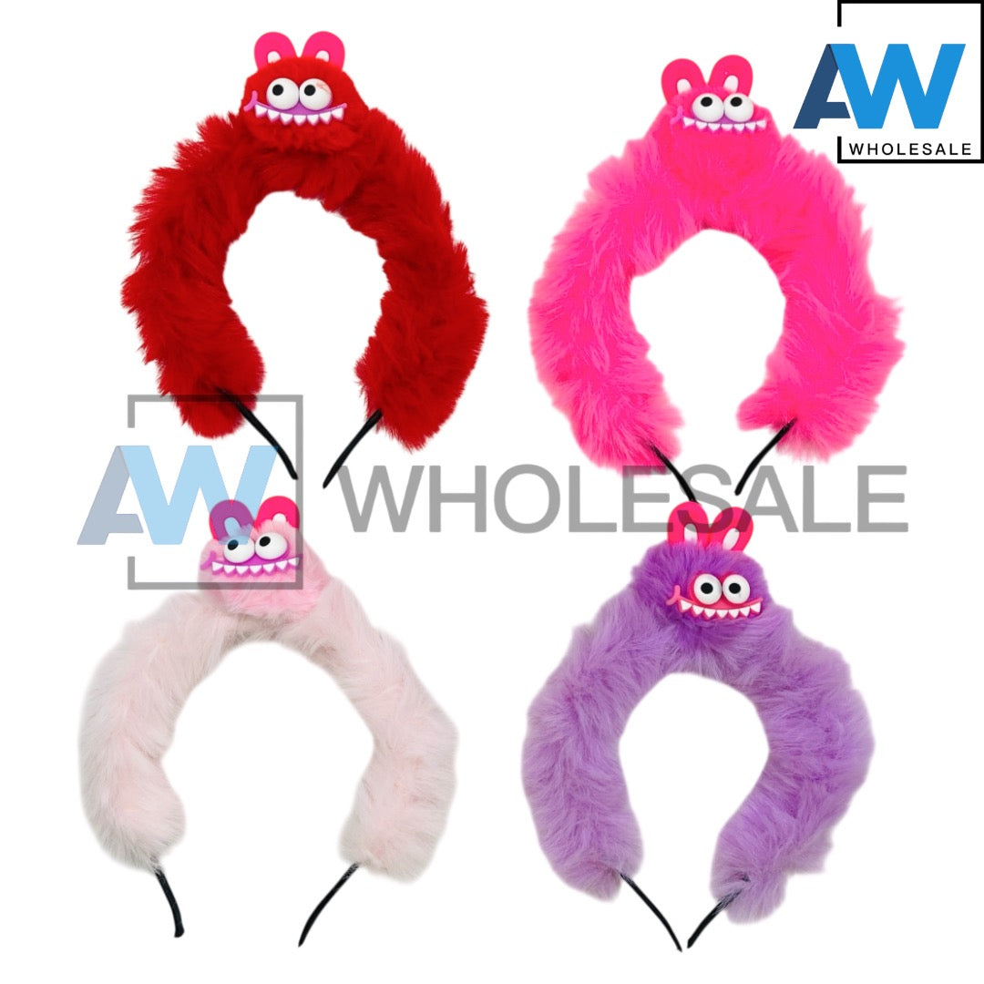 HB-1680 (12 pcs) Monster Faux Fur Headbands