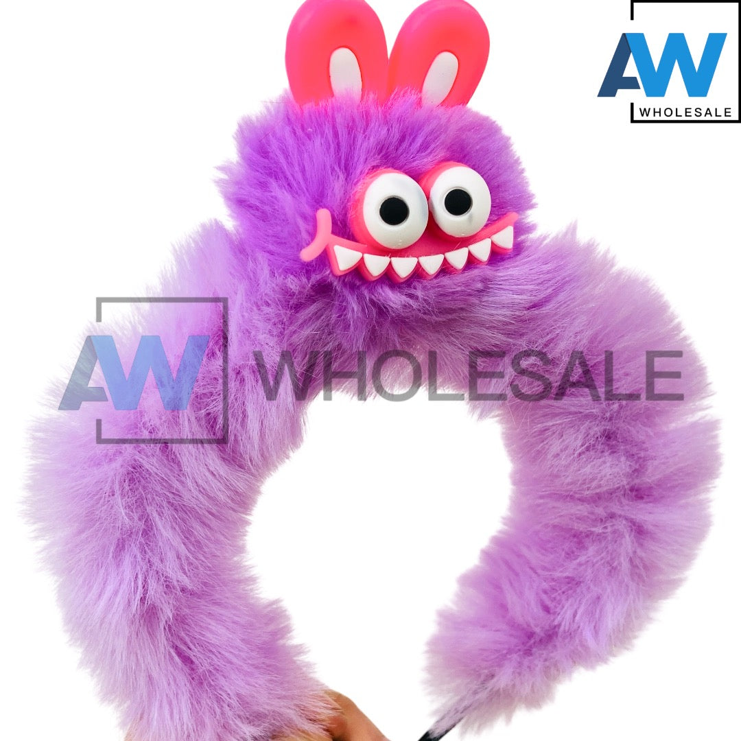 HB-1680 (12 pcs) Monster Faux Fur Headbands