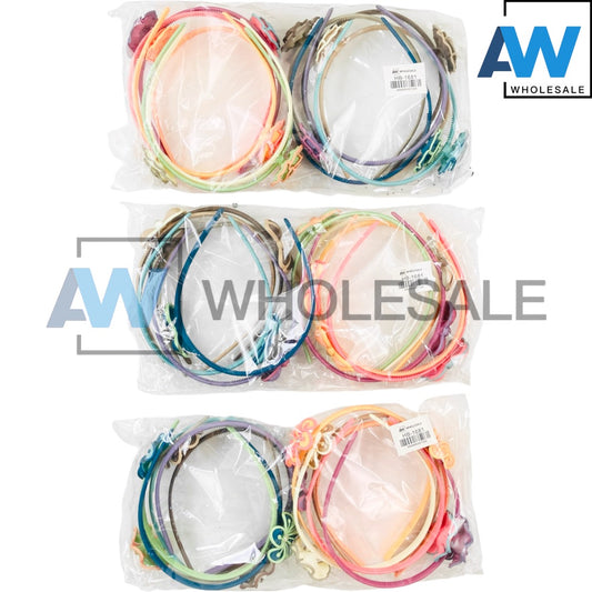 HB-1681 (12 pcs) Matte Flower/Butterfly Headbands