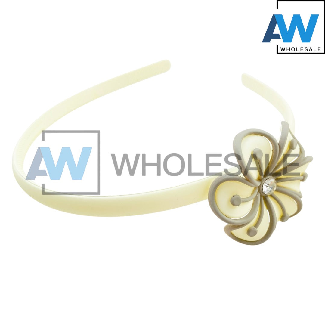 HB-1681 (12 pcs) Matte Flower/Butterfly Headbands