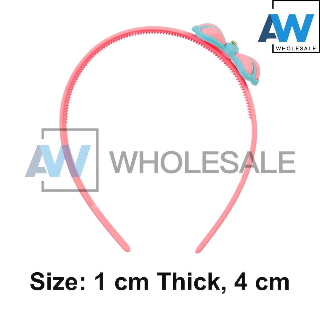 HB-1681 (12 pcs) Matte Flower/Butterfly Headbands