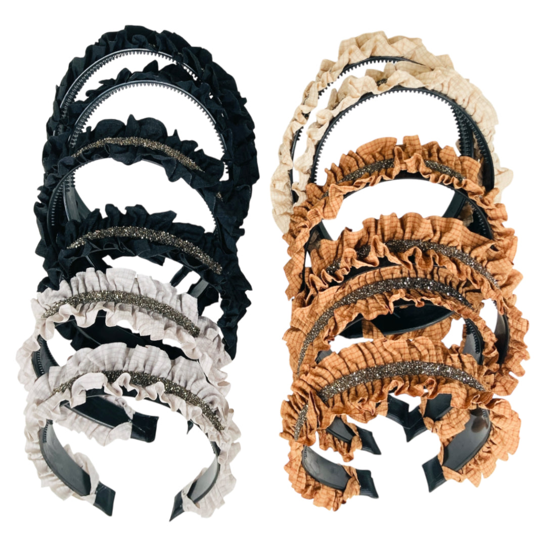 HB-1682 (12 pcs) Pleaded Fabric Headbands