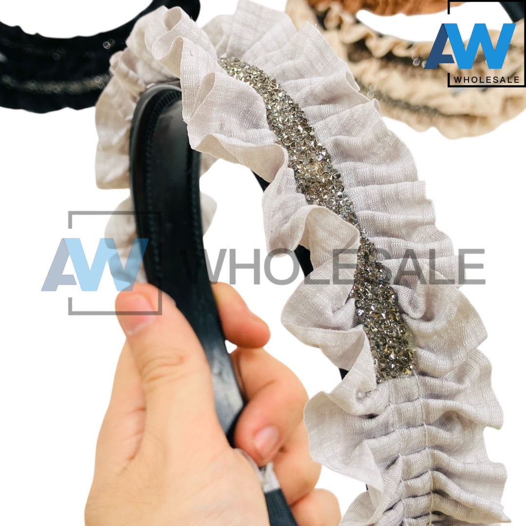 HB-1682 (12 pcs) Pleaded Fabric Headbands