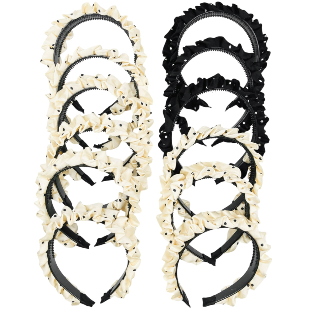 HB-1684 (12 pcs) Polka Dot Fabric Headband