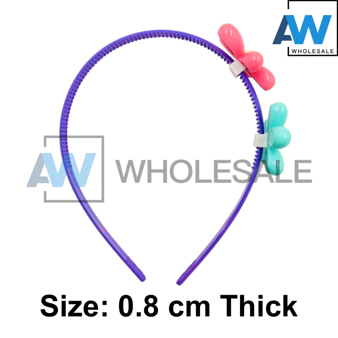 HB-1695 (12 pcs) Double Flower Plastic Headbands