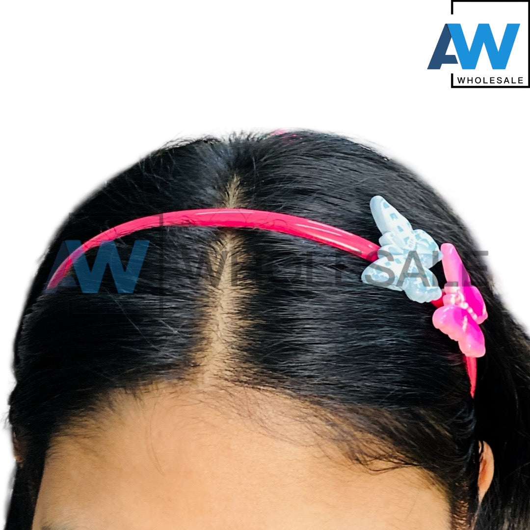 HB-1696 (12 pcs) Double Butterfly Plastic Headbands