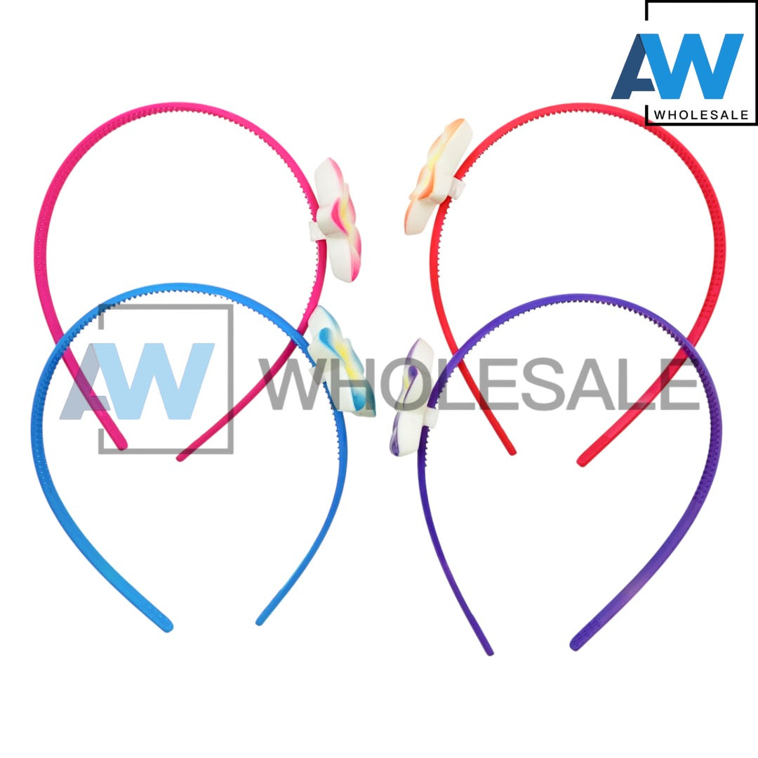 HB-1697 (12 pcs) Hawaiian Flower Plastic Headbands