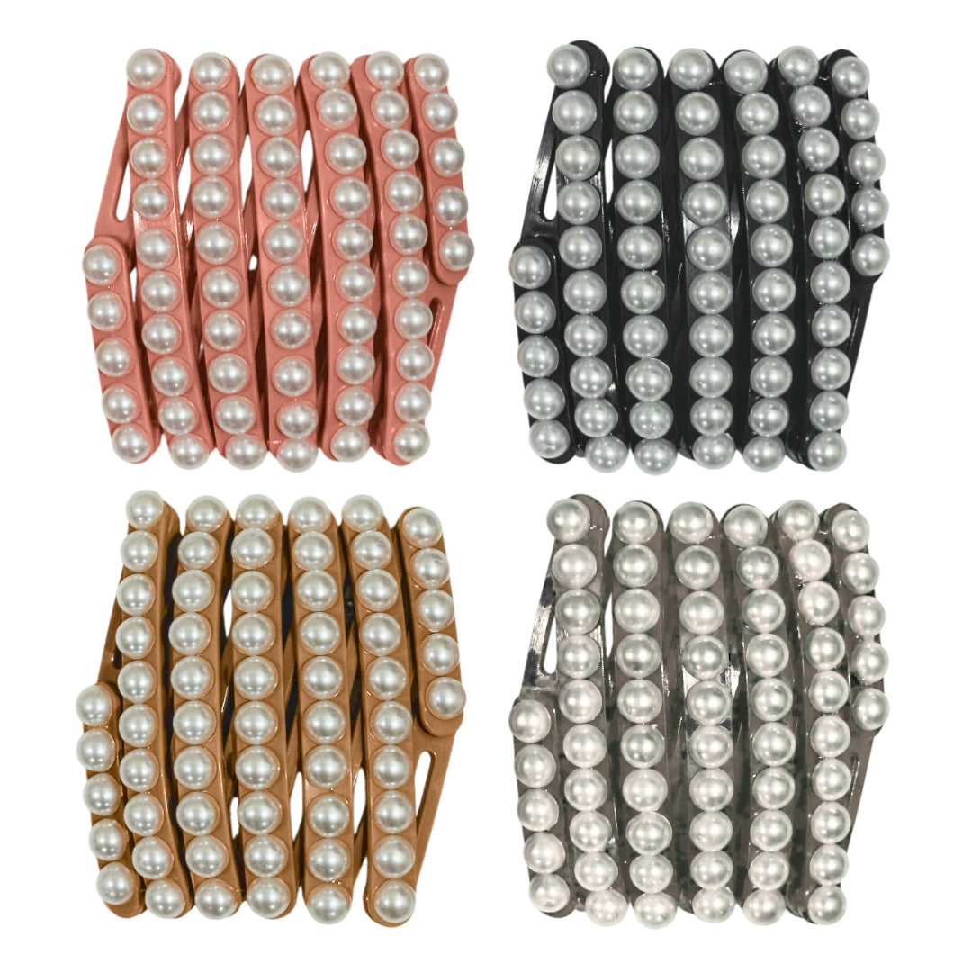 HB-1712 (12 pcs) Foldable Pearl Headbands