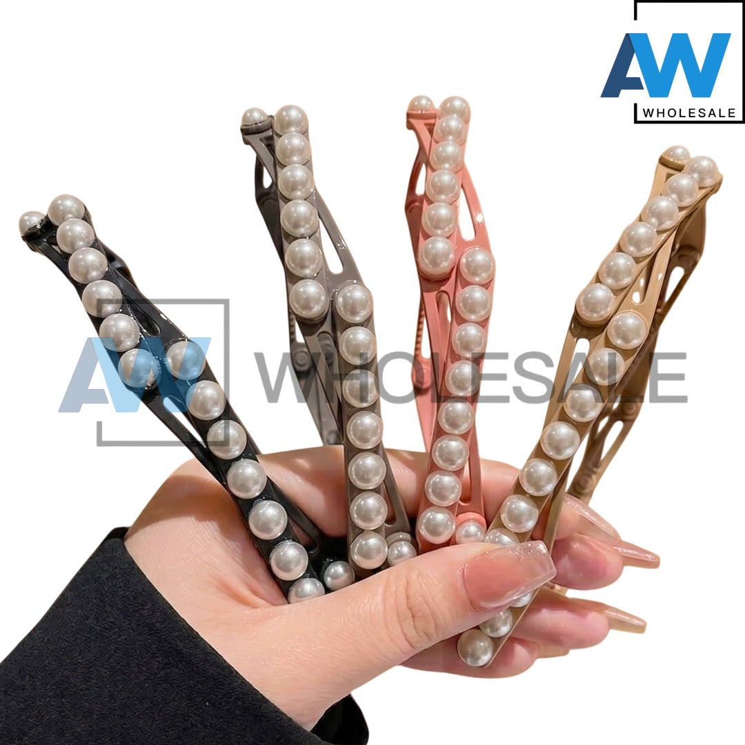 HB-1712 (12 pcs) Foldable Pearl Headbands