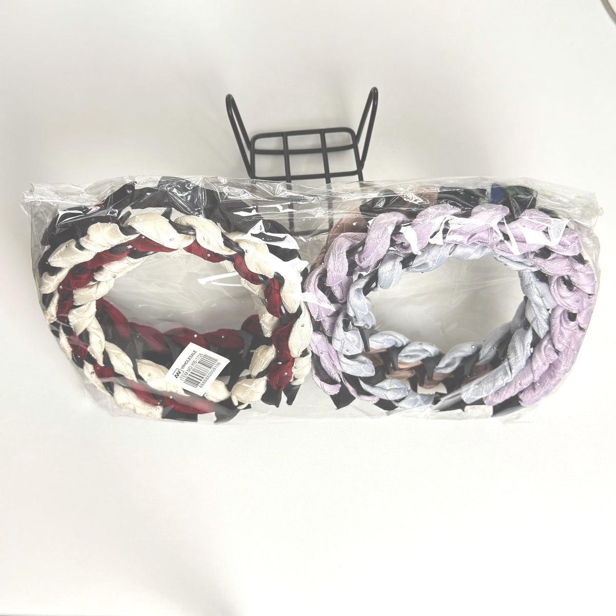 HB-1726 (12 pcs) Spiral Fabric Headbands