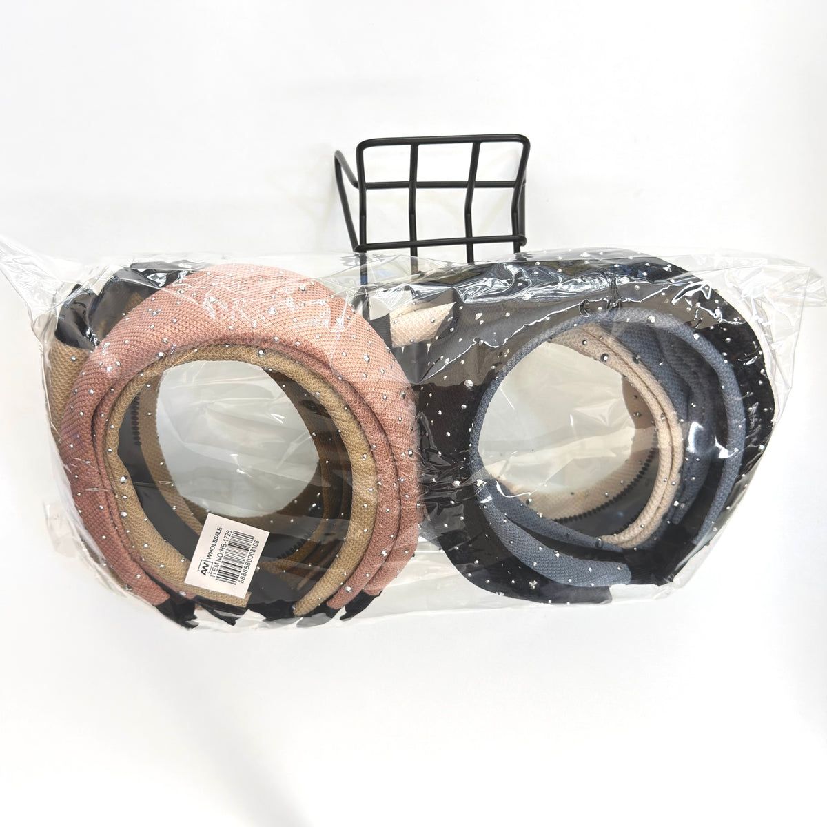 HB-1728 (12 pcs) 6cm Rhinestone Mesh Headband