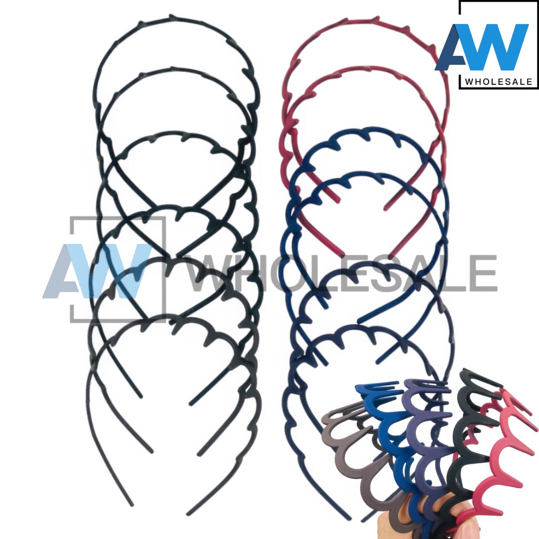 HB-232 (12 pcs) Matte Toothed Headbands