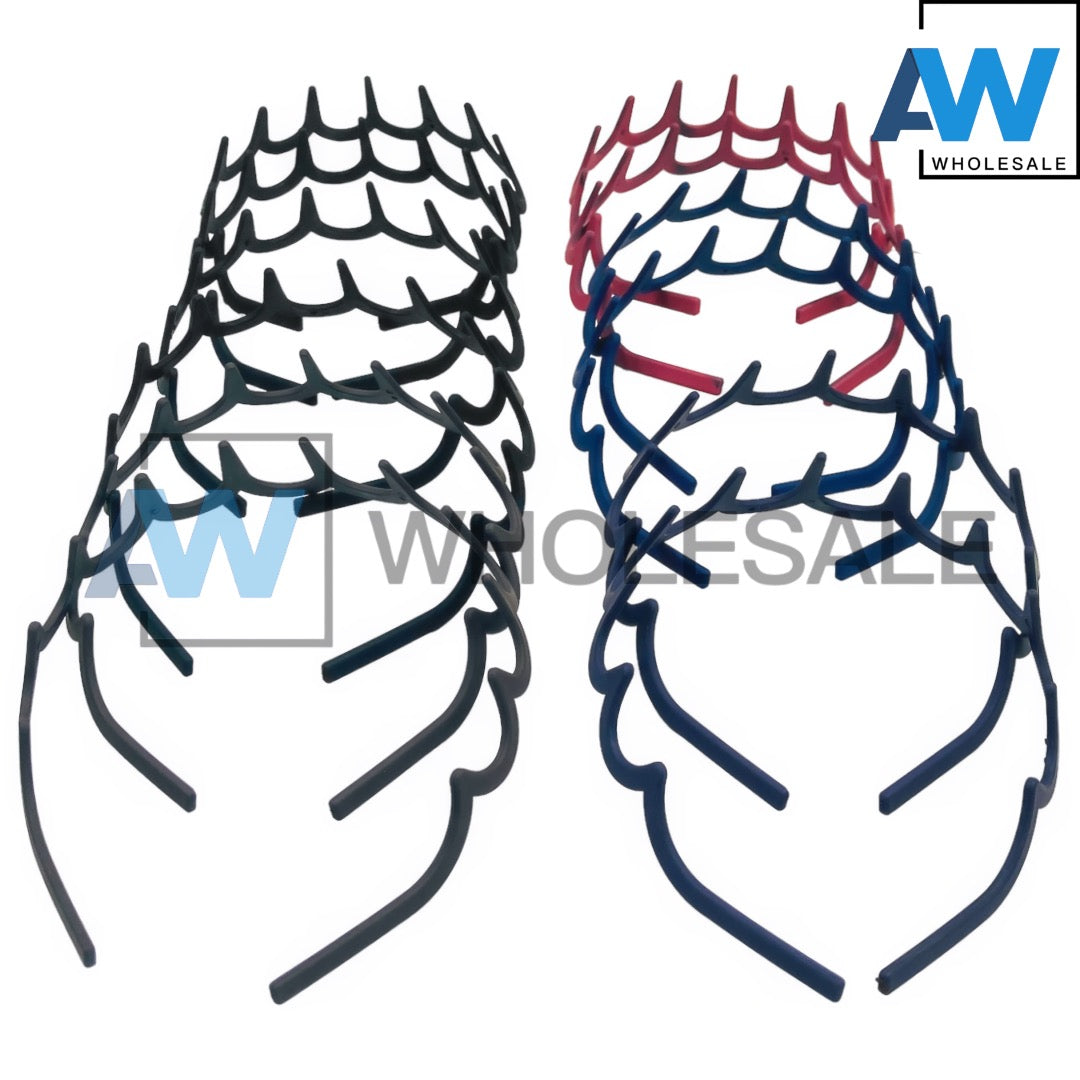 HB-232 (12 pcs) Matte Toothed Headbands