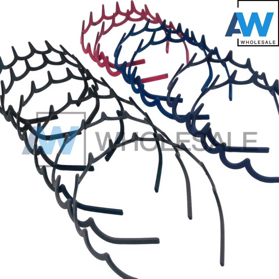HB-232 (12 pcs) Matte Toothed Headbands