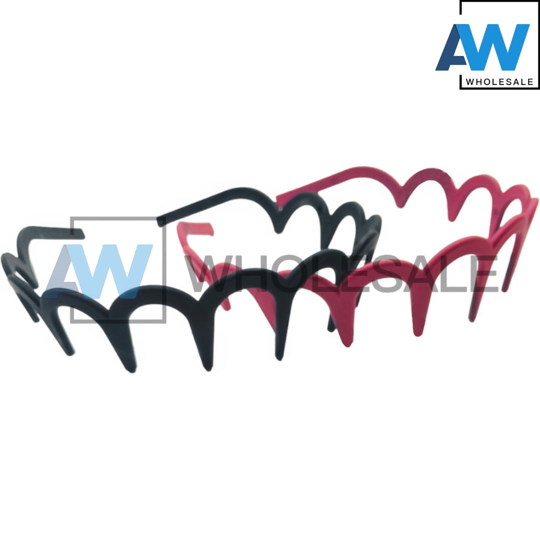 HB-232 (12 pcs) Matte Toothed Headbands
