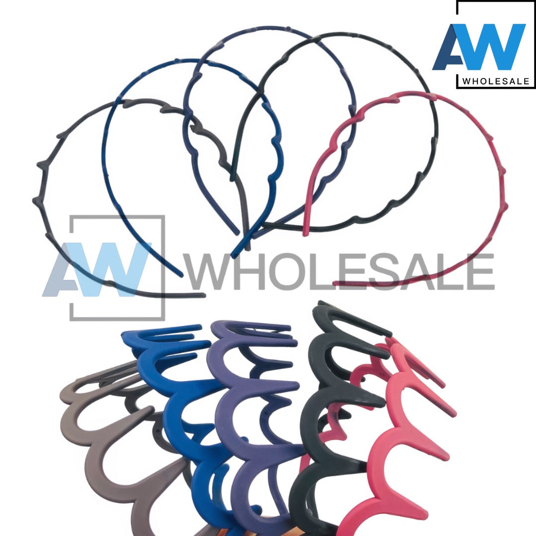 HB-232 (12 pcs) Matte Toothed Headbands