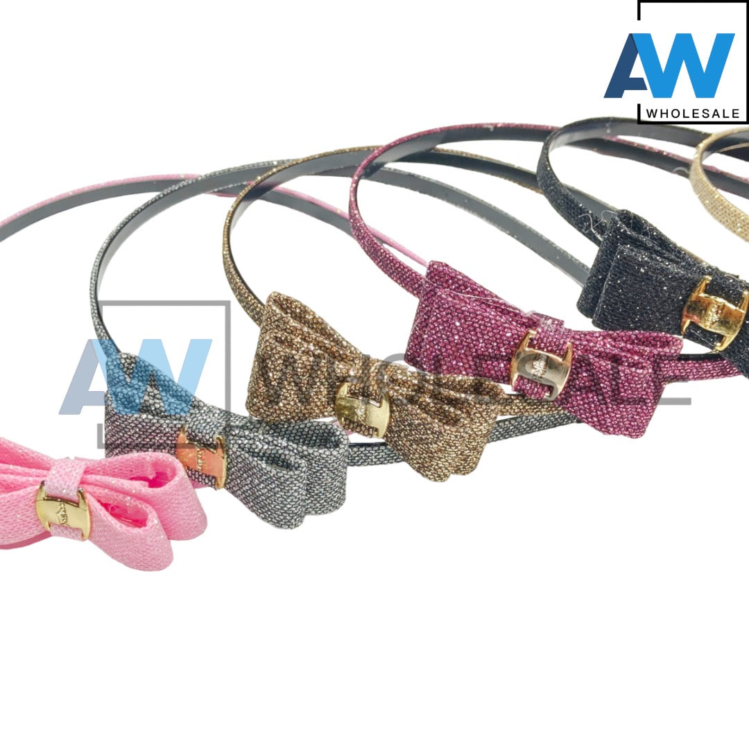 HB-38 (12 pcs) Glitters Ribbon Metal Headbands