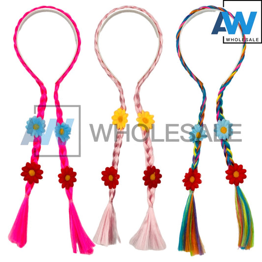 HB-790 (12 pcs) Braided Synthetic Hair Headbands