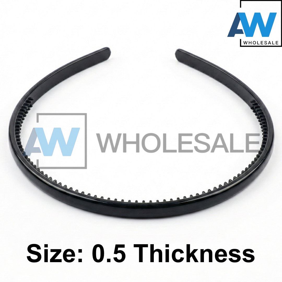 HB-979 (12 pcs) Glossy 0.5 cm Thick Headbands