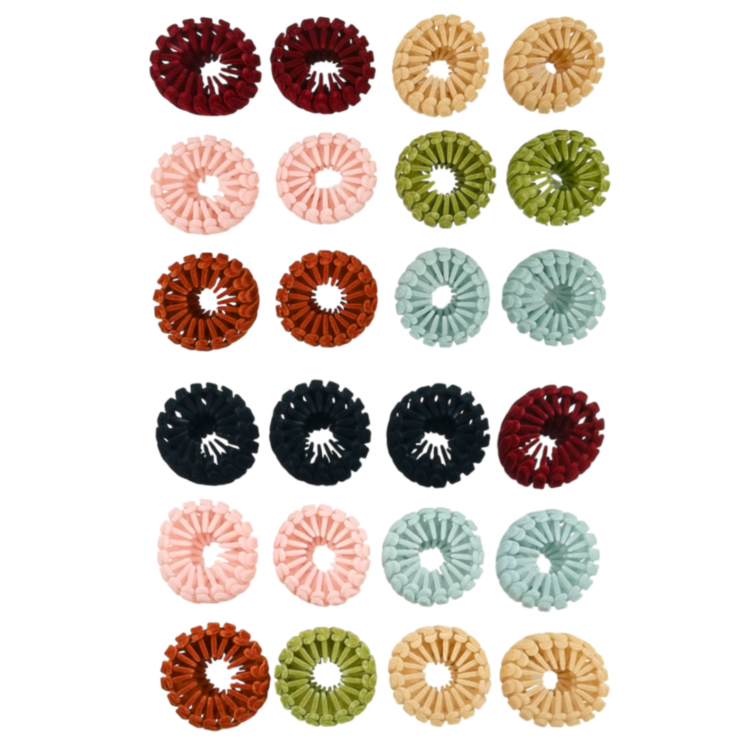 HC-44 (12 pcs) Adjustable 18 Teeth Textured Hair Ties