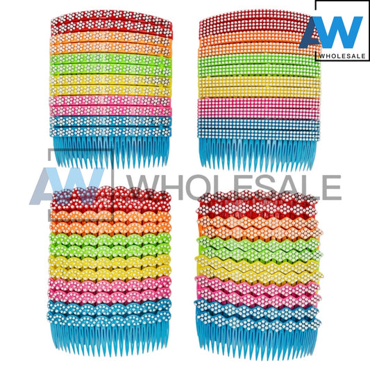 HC-62A (12 pcs) Colored PVC Gemstone Side Combs