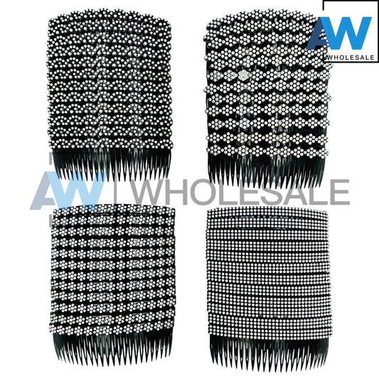 HC-62B (12 pcs) All Black PVC Gemstone Side Combs