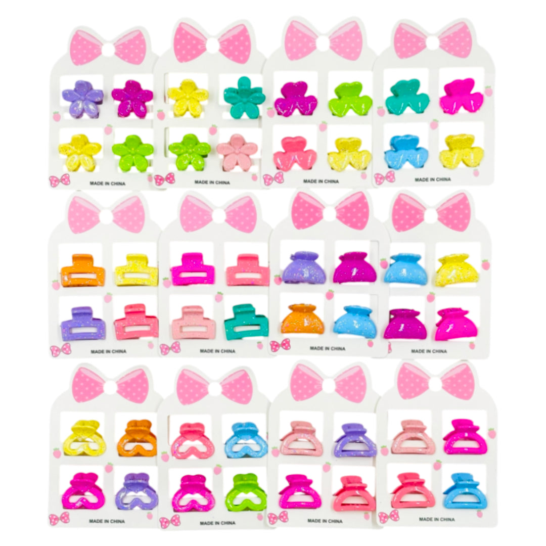 HC-64 (12 cards) 4 in 1 Glitter Hair Clip Set
