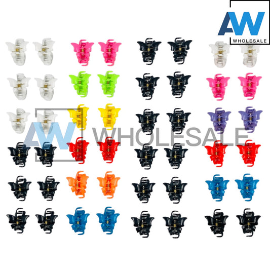 HC-64D (12 pcs) Glossy Butterfly Hair Clamps