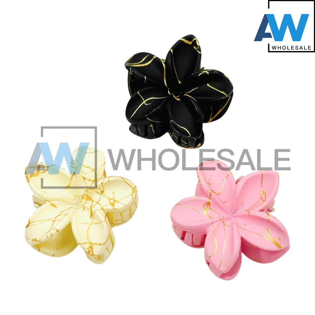 HC-65 (12 cards) 4 in 1 Matte Flower Hair Clip Set