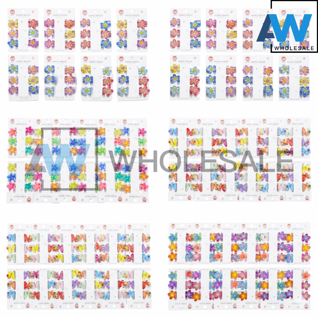 HC-68 (12 cards) 6 in 1 Butterfly/Flower Hair Clip Set