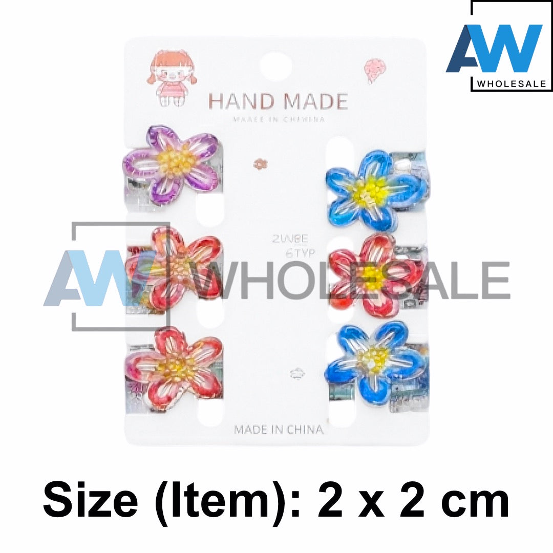 HC-68 (12 cards) 6 in 1 Butterfly/Flower Hair Clip Set