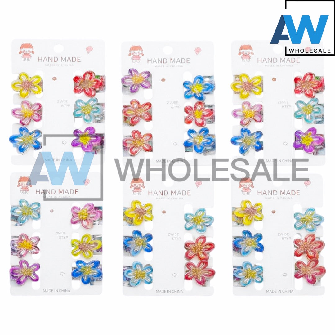 HC-68 (12 cards) 6 in 1 Butterfly/Flower Hair Clip Set