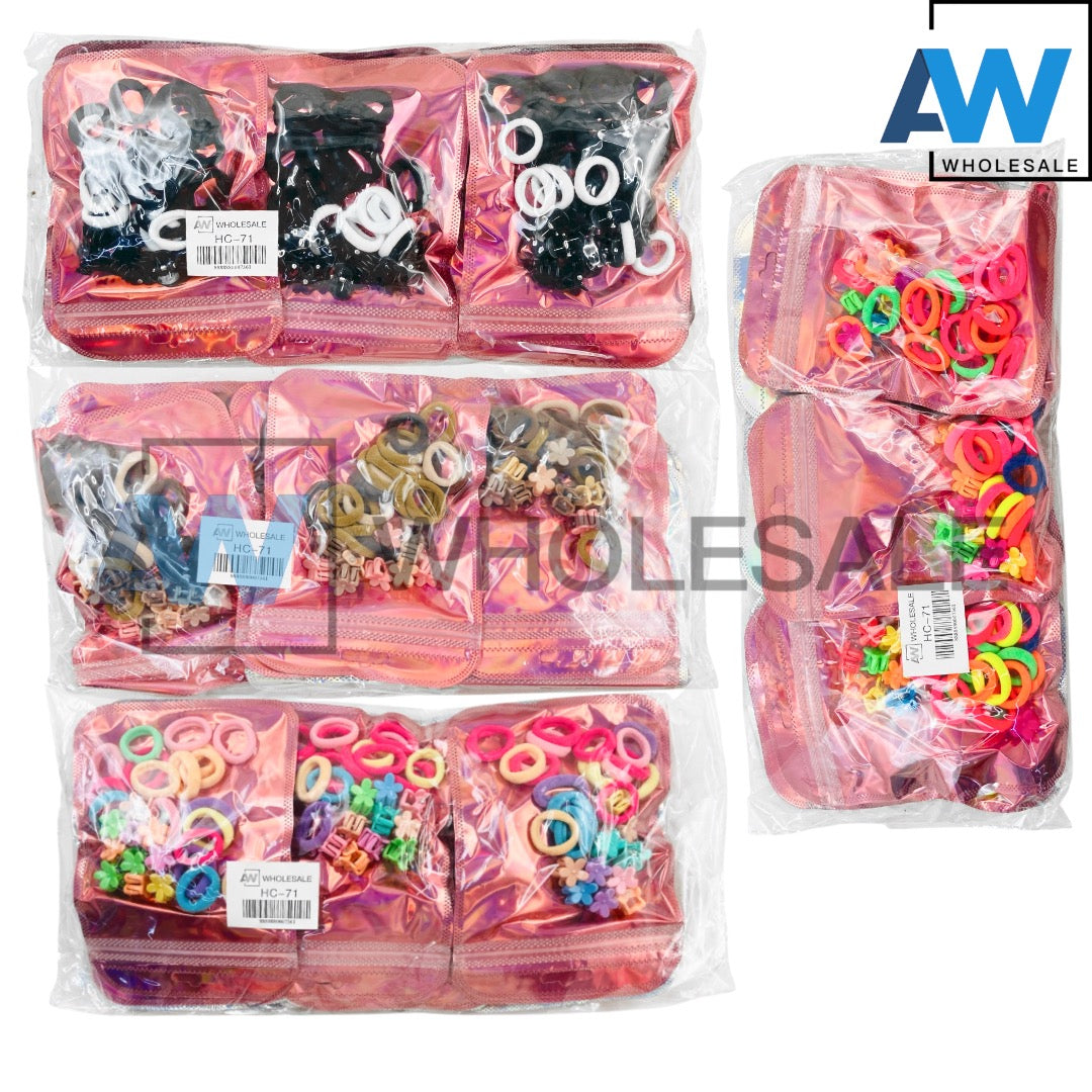 HC-71 (12 pouches) 20 Hair Tie + 10 Hair Clip Set