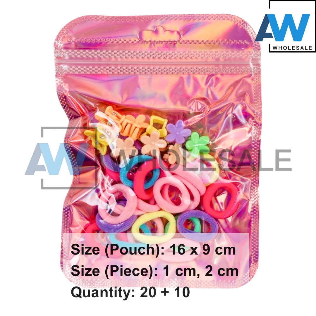 HC-71 (12 pouches) 20 Hair Tie + 10 Hair Clip Set