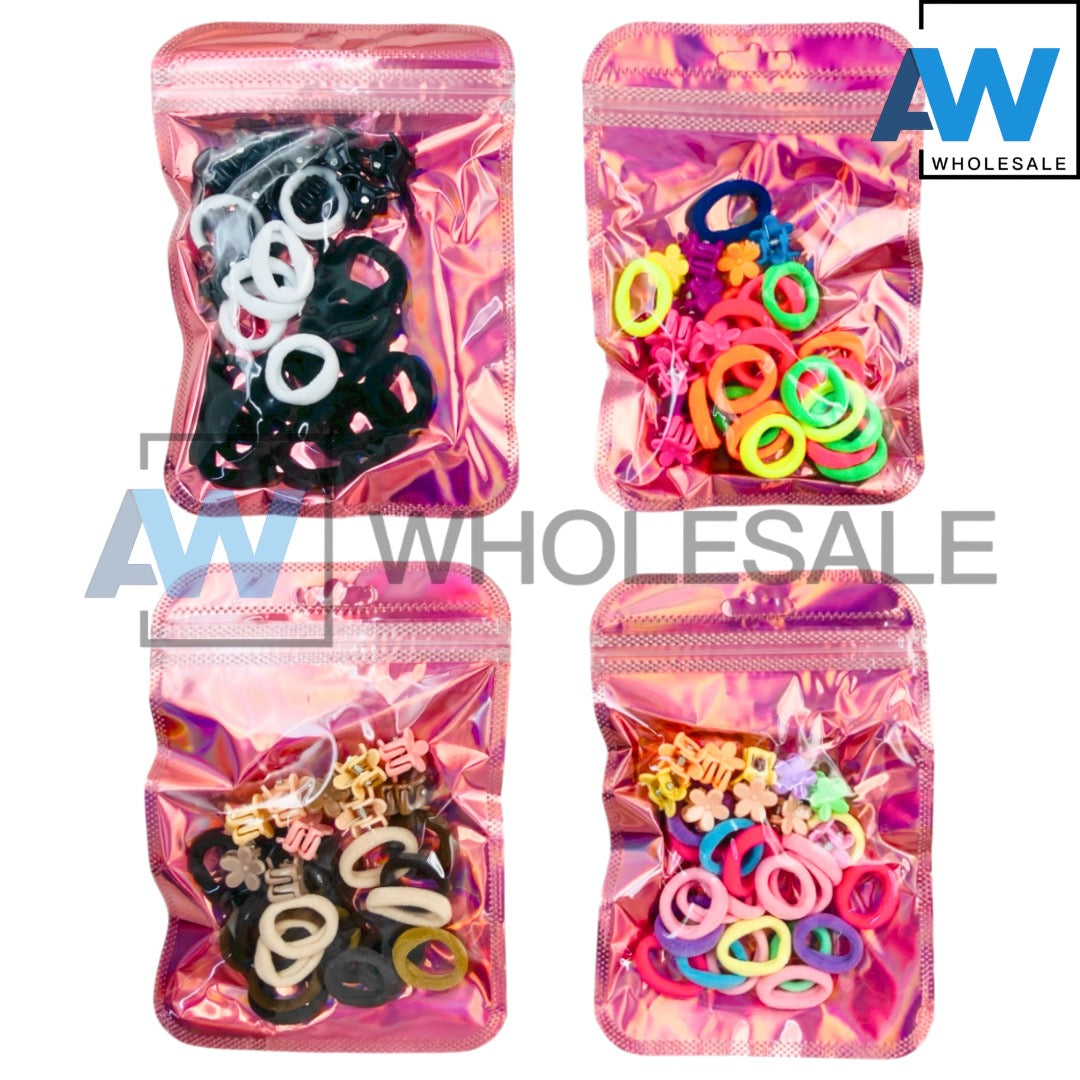 HC-71 (12 pouches) 20 Hair Tie + 10 Hair Clip Set