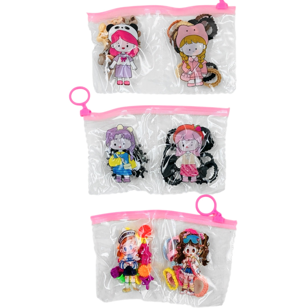 HC-72 (12 pouches) 15 Hair Tie + 13 Hair Clip Set