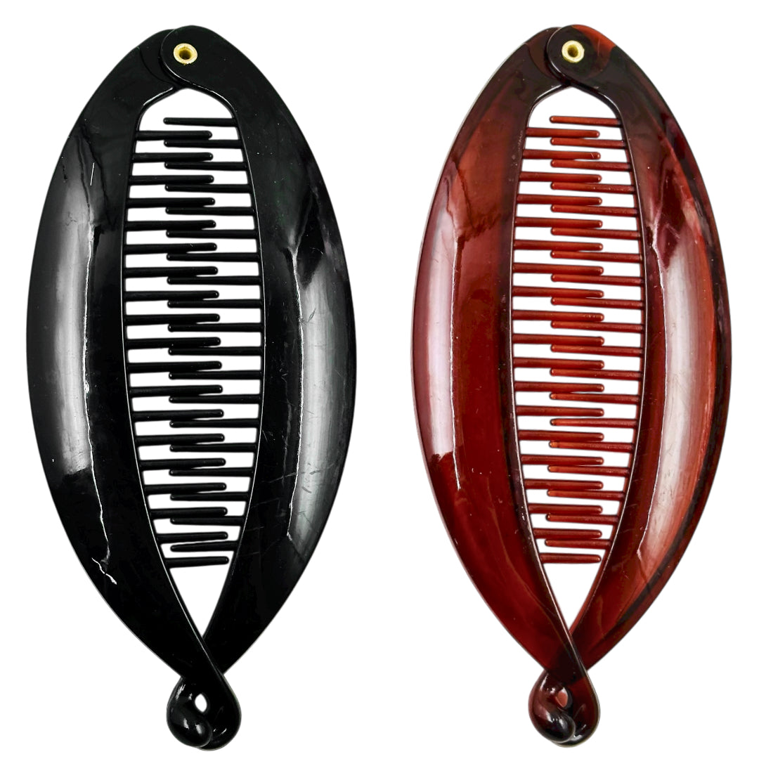 HC-73 (12 pcs) Black & Brown Fish Hair Clips