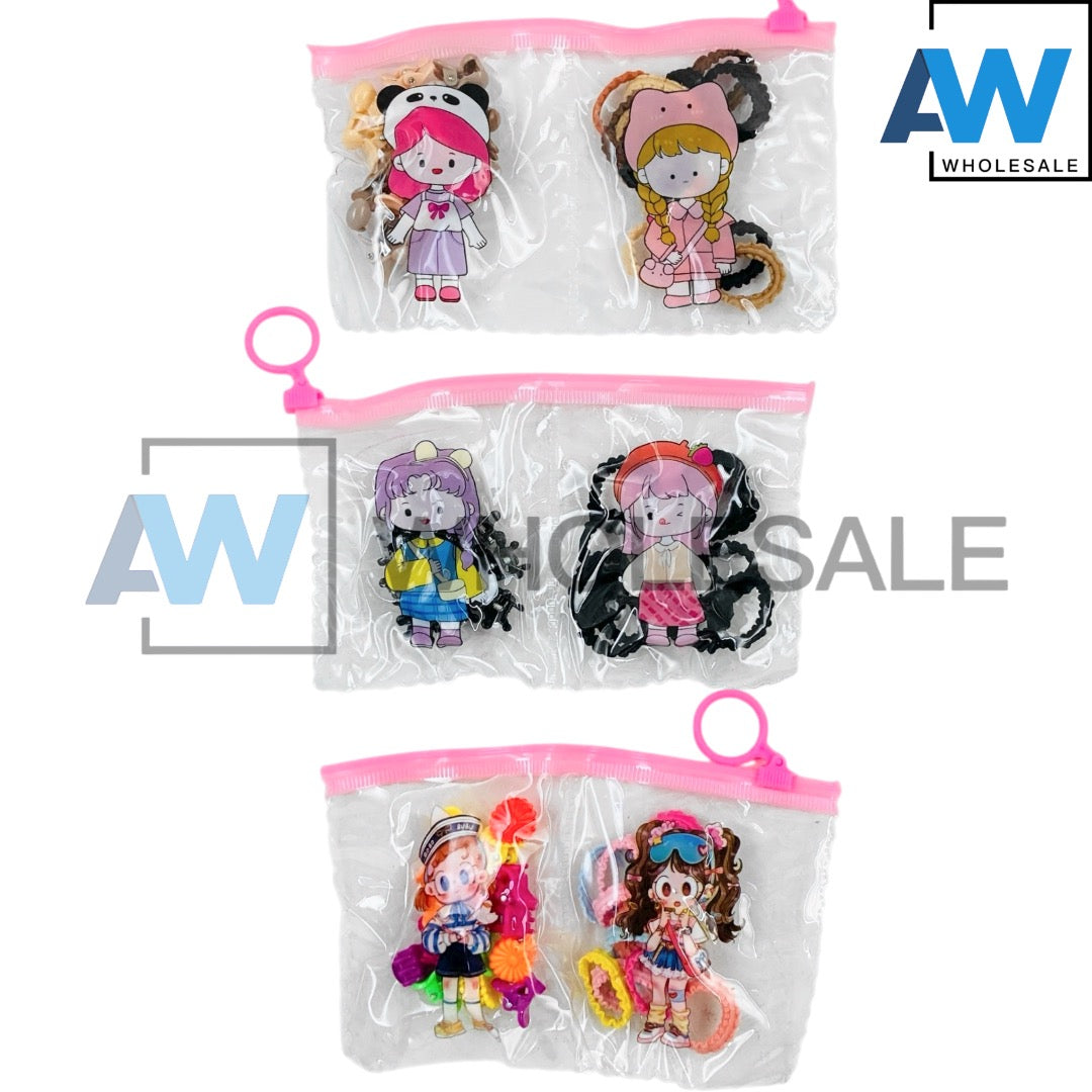 HC-72 (12 pouches) 15 Hair Tie + 13 Hair Clip Set
