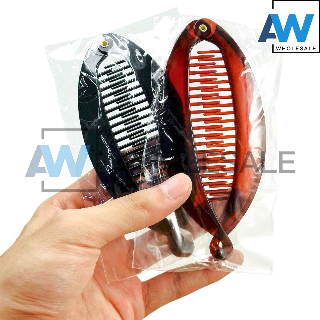 HC-73 (12 pcs) Black & Brown Fish Hair Clips