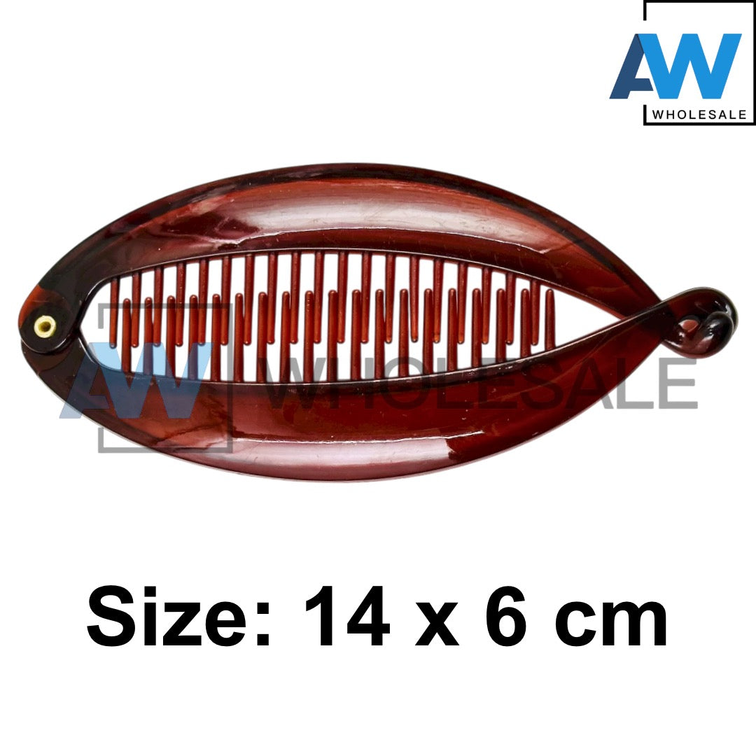 HC-73 (12 pcs) Black & Brown Fish Hair Clips