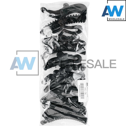 HC-74 (12 pcs) Matte Assorted Black Banana Hair Clip