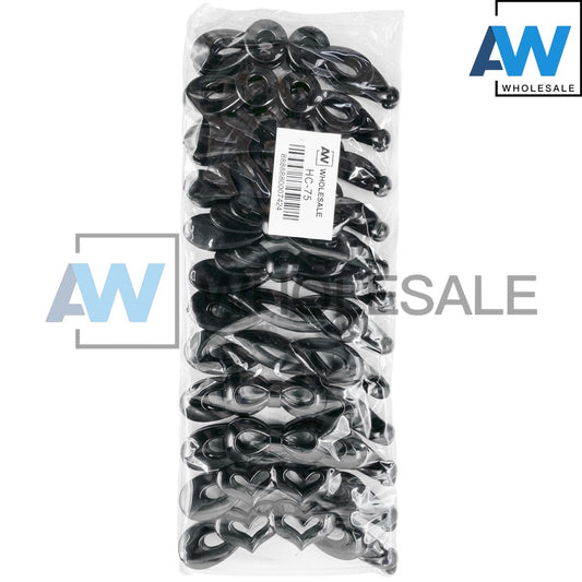 HC-75 (12 pcs) Glossy Assorted Black Banana Hair Clip