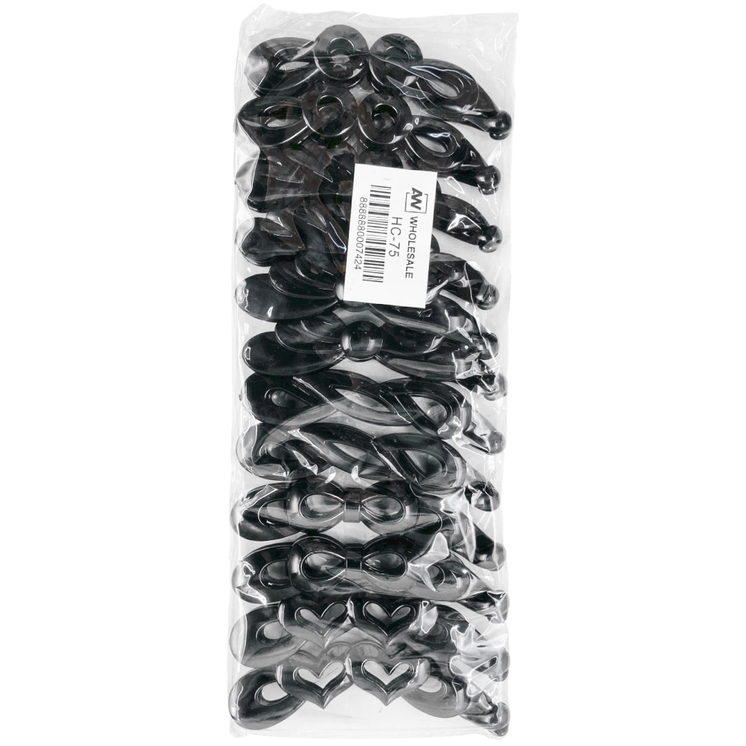 HC-75 (12 pcs) Glossy Assorted Black Banana Hair Clip