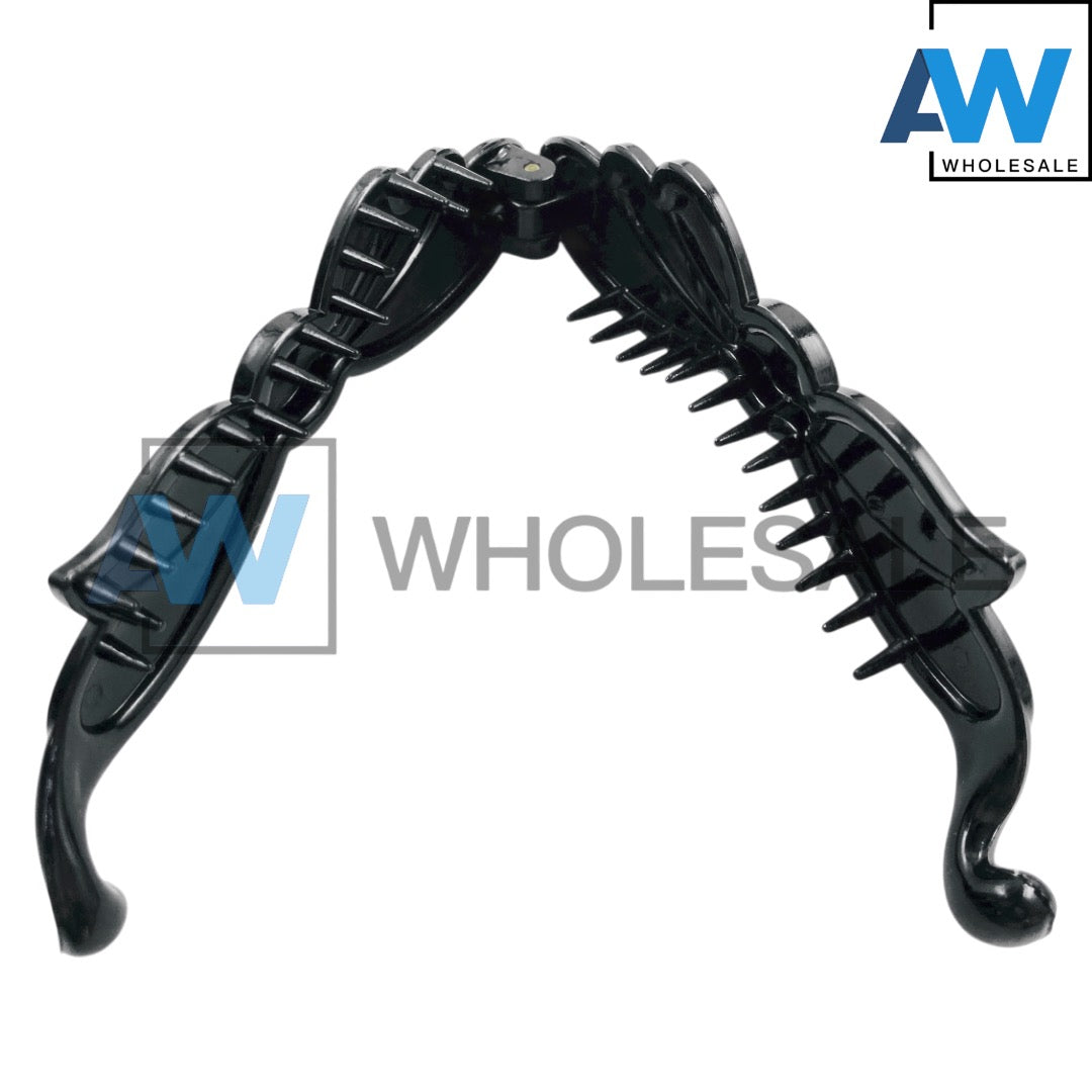 HC-75 (12 pcs) Glossy Assorted Black Banana Hair Clip